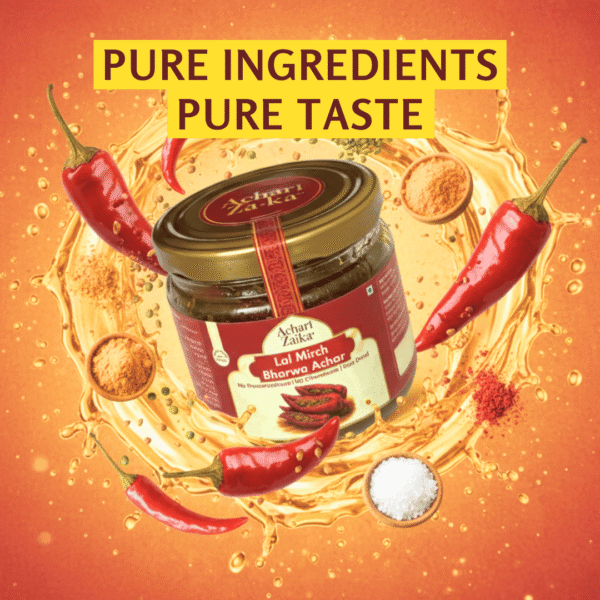 ingredients of red stuffed chilly pickle