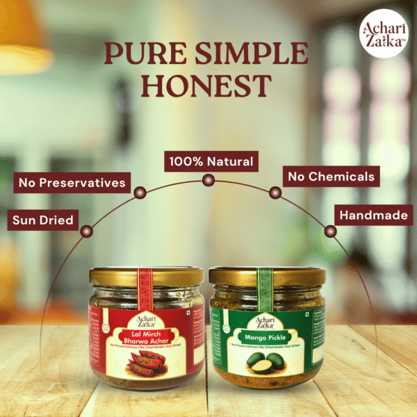 2 pickle jars on wooden table