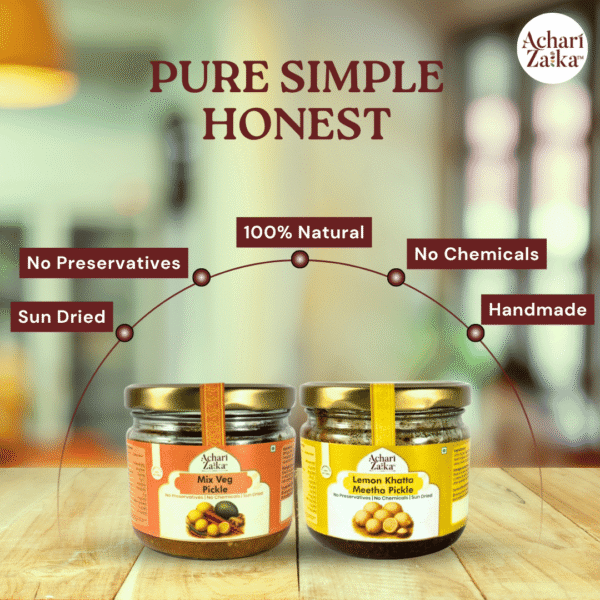 2 jars of mix veg and lemon khatta meetha pickle