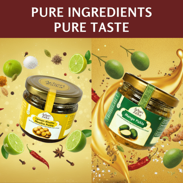 ingredients oflemon pickle and mango achar